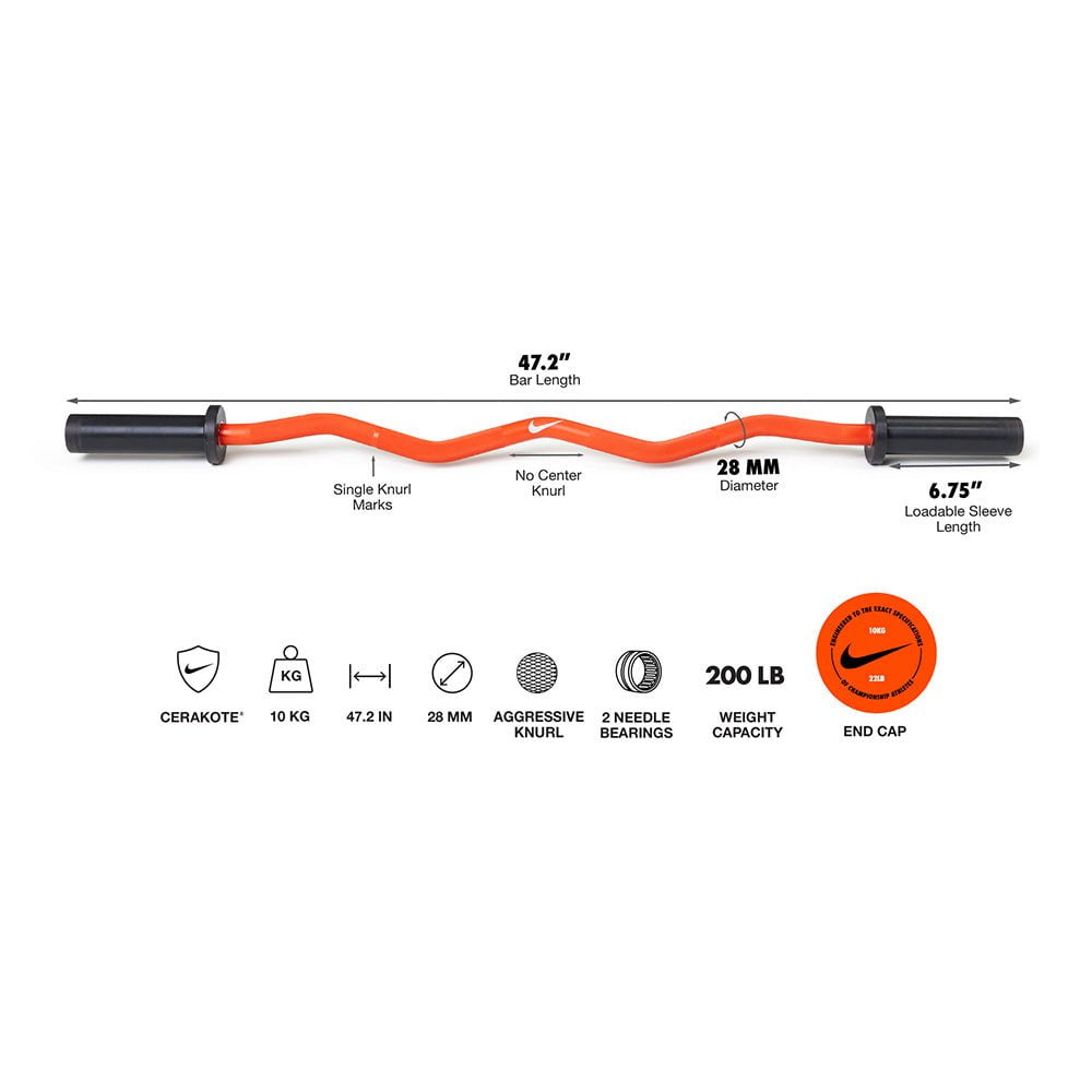 Nike Strength Shield Curl Bar – 10kg