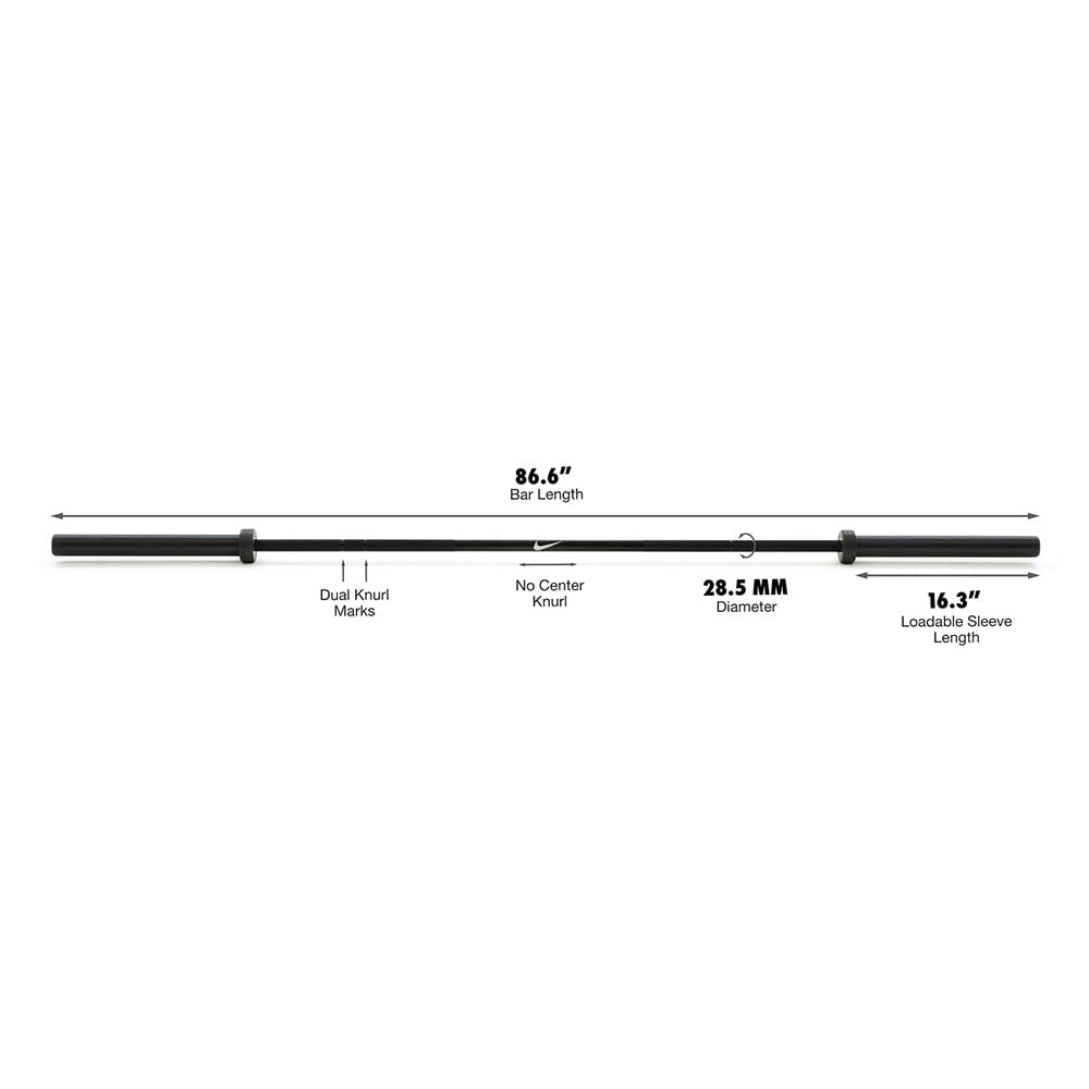 Nike Strength Black Chrome Swoosh Barbell 20 kg