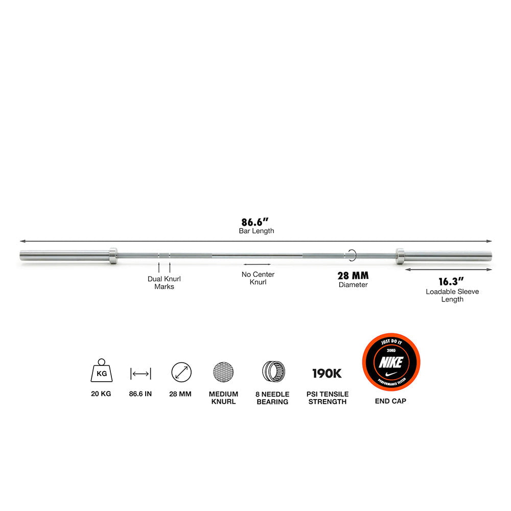 Nike Strength Barbell 20 kg – Chrome Swoosh
