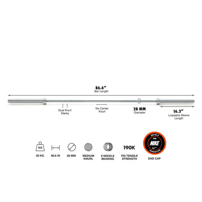 Nike Strength Barbell 20 kg – Chrome Swoosh
